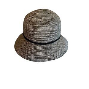Sonoma Women's Black & White Woven Hat With Bow‎ Accent